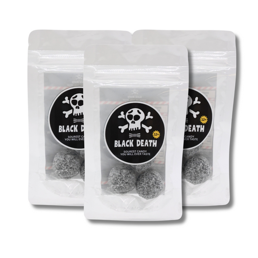 Black Death | Extrem Saure Fruchtkaramellen | Hartkaramellen mit saurer Beschichtung | 25g | Ab 12 Jahren - 3 Stück