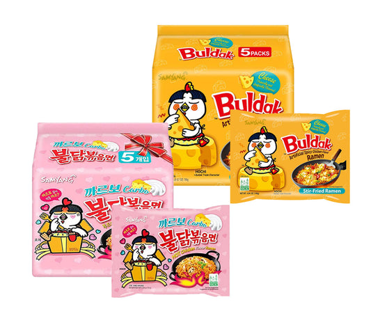 Samyang Buldak - Hot Chicken Geschmack mit 5x Käse & 5x Carbonara (10x140g)