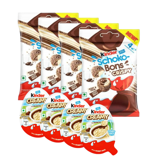 Kinder Schokobons Crispy Mini & Creamy Mix-Pack - Großpackung mit 4x Crispy und 4x Creamy für Genussmomente
