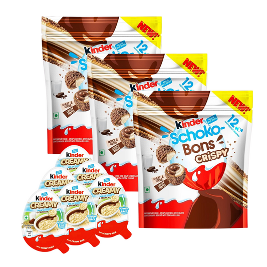 Kinder Schokobons Crispy & Creamy Mix-Pack - Großpackung mit 3x Crispy und 6x Creamy für Genussmomente